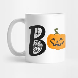 Funny halloween boo with cat head and pumpkin Mug